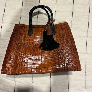 Elegant Brown Alligator Leather Women’s Briefcase – Timeless Professional Style